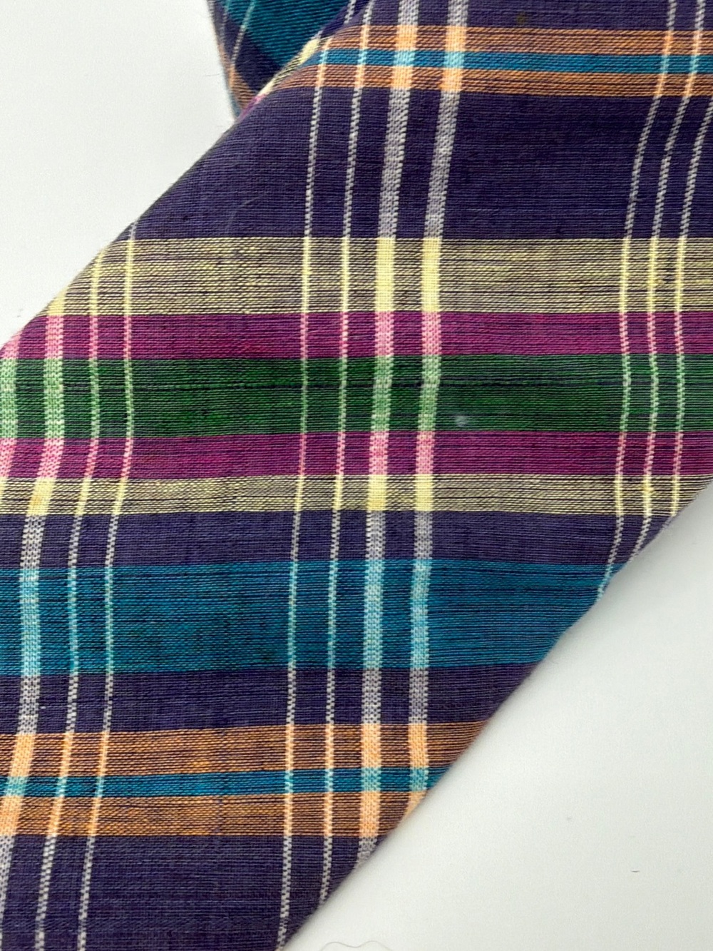 Brooks Brothers Makers All Cotton Madras Plaid Tie USA Preppy Ivy Style - Picture 3 of 6